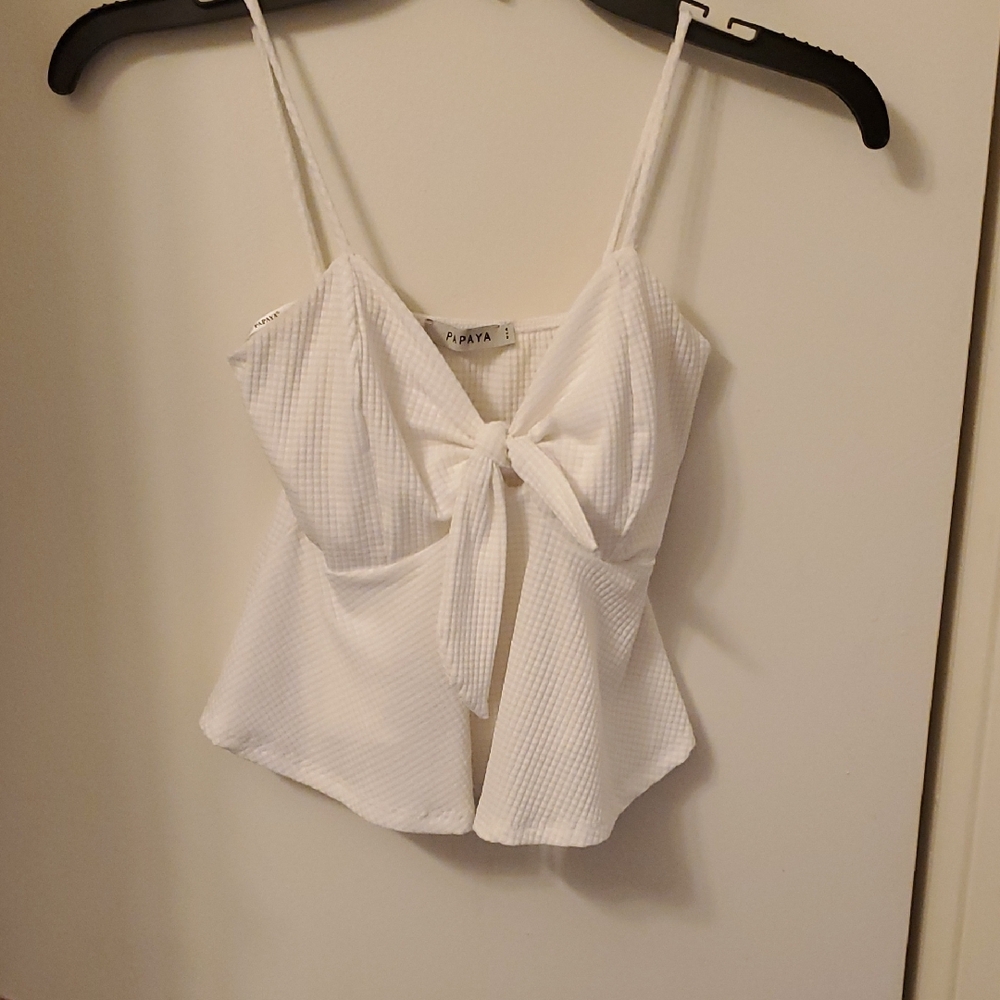 FREE W/ ANY $5 PURCHASE Papaya Ivory Tie-Front Camisole